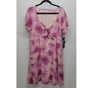 Abound Nordstrom Pink Leland Tie Front Cutout Skater Dress Womens Size Large